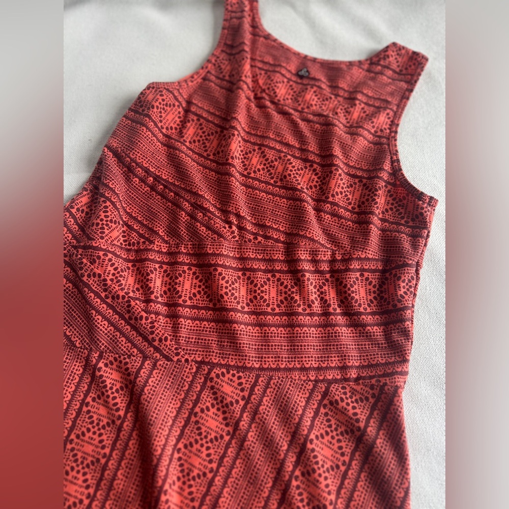 prAna Amelie tribal geometric pattern Tank Dress | coral/raisin S - Picture 9 of 11